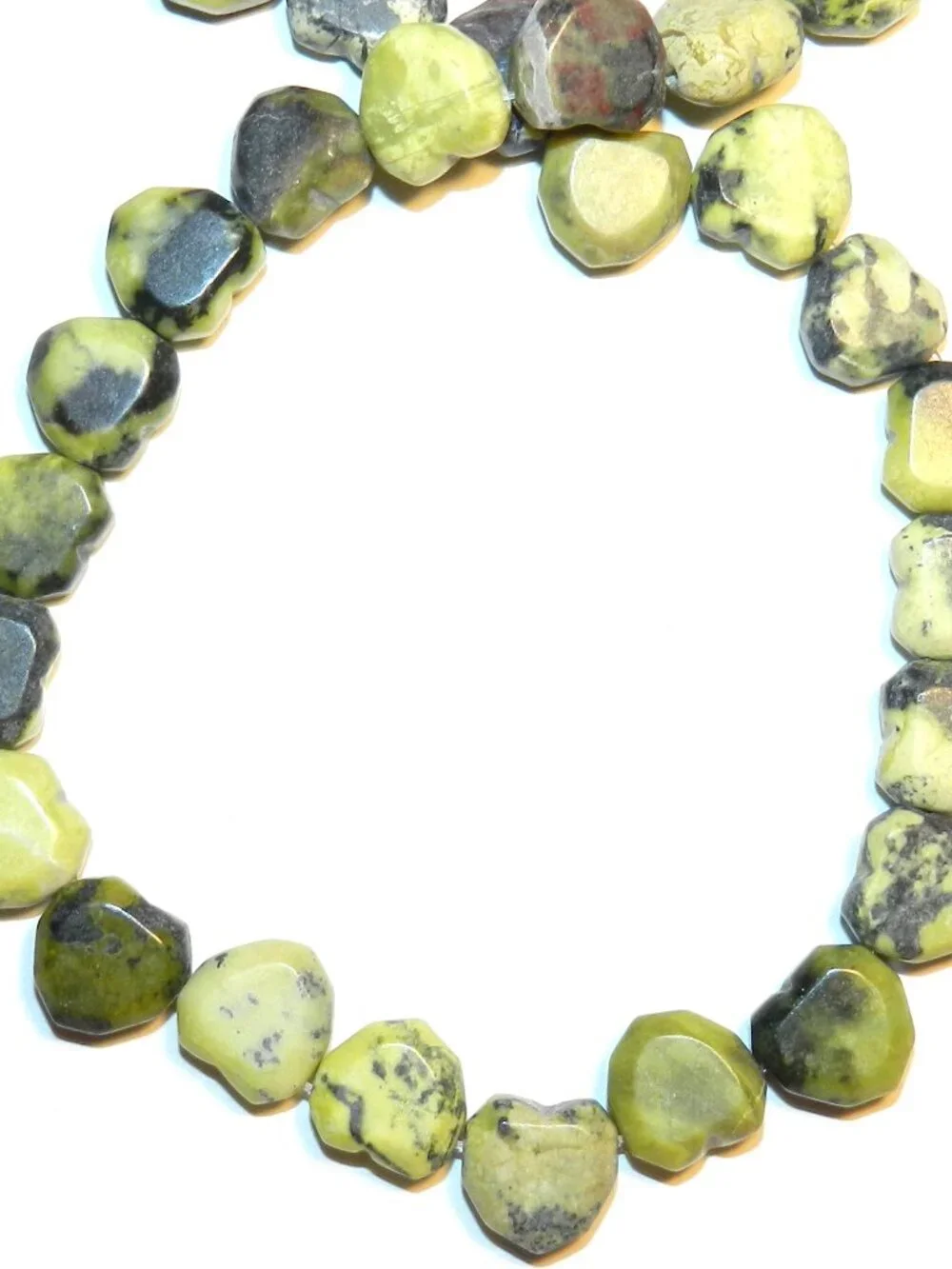 Yellow Turquoise 10mm Flat Faceted Heart Natual Gemstone Beads 15